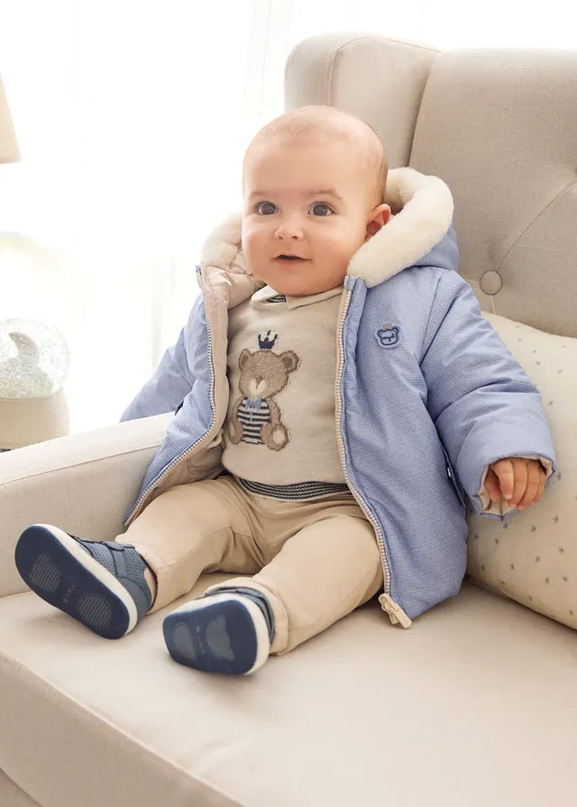 2410- Reversible coat for newborn boy - Winterblue