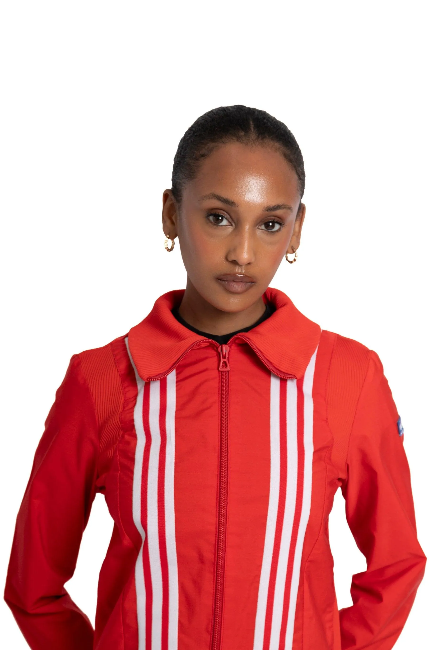 Adidas Ribbing Detail Track Jacket Red/White