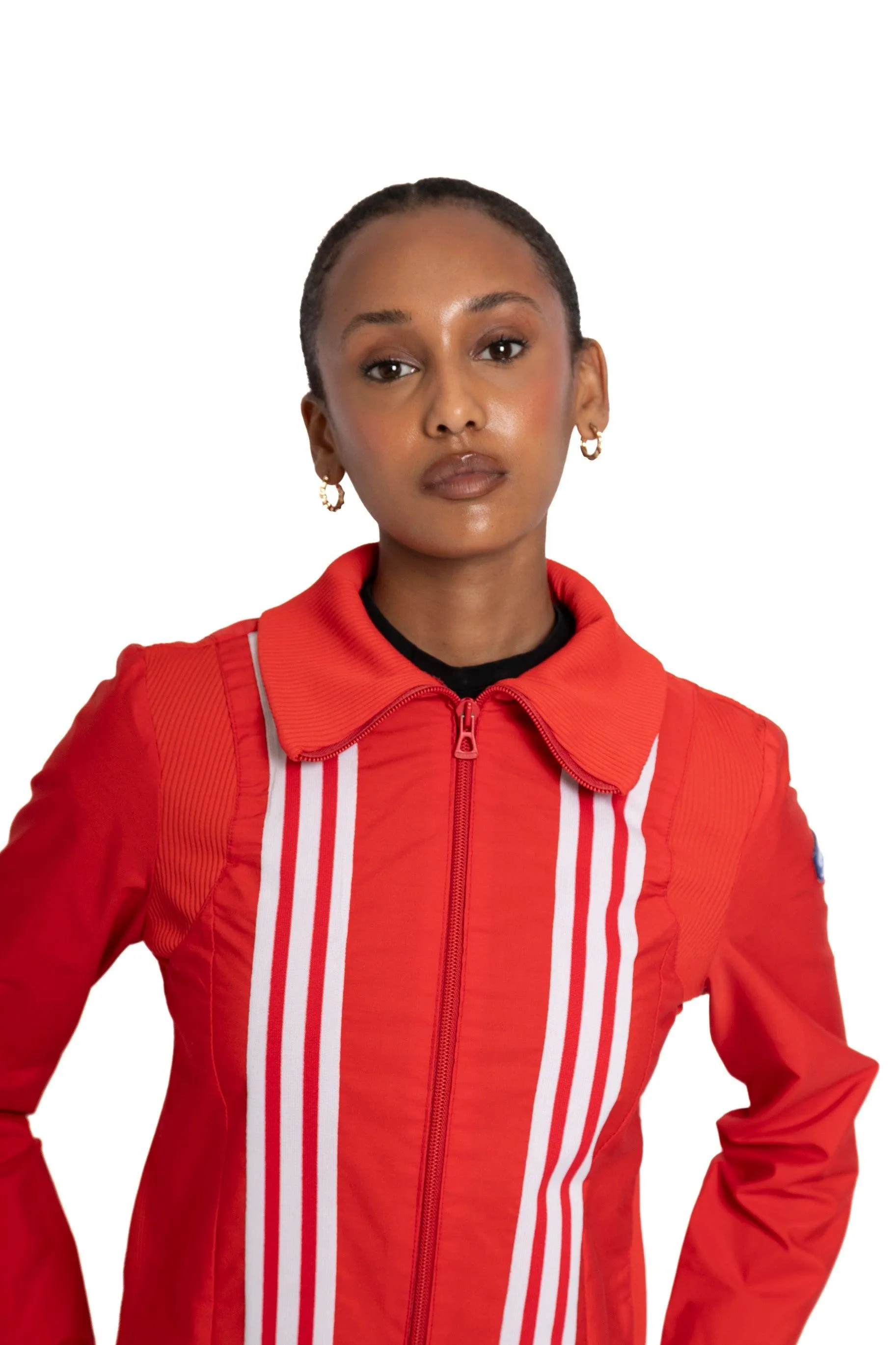 Adidas Ribbing Detail Track Jacket Red/White