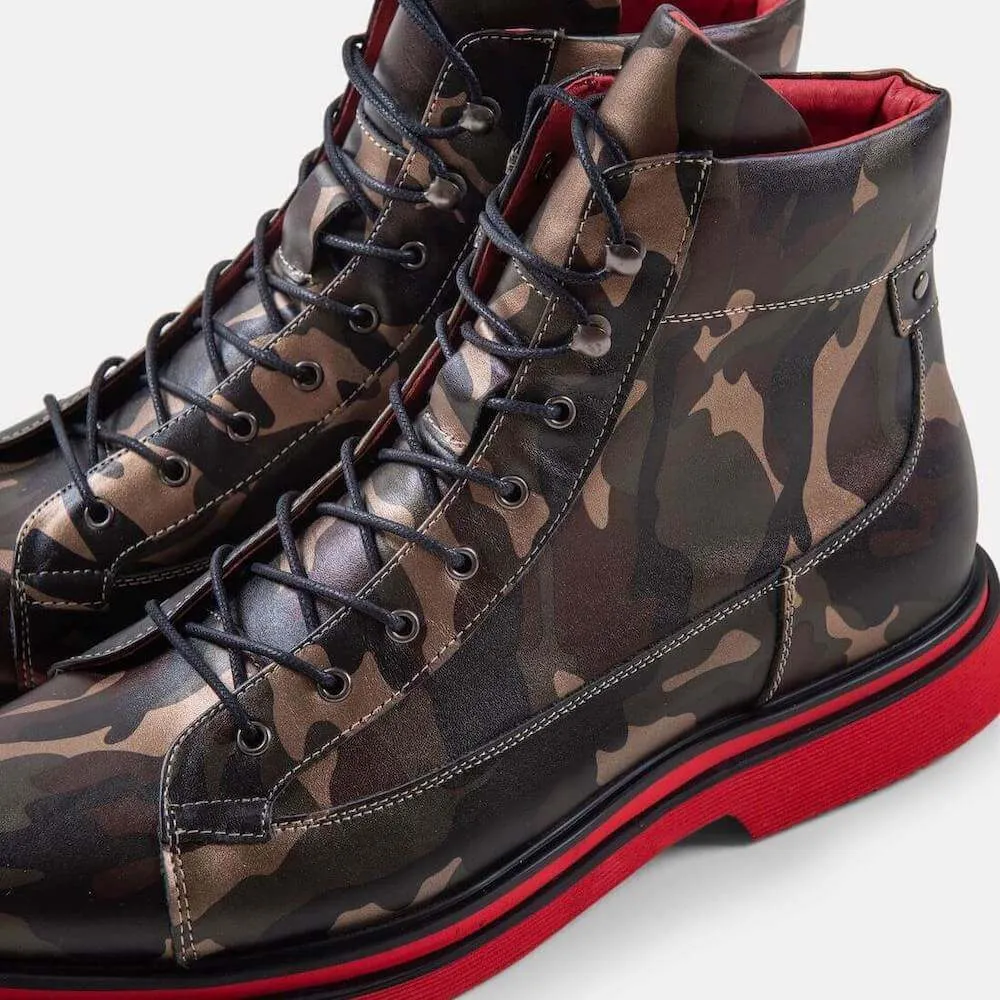 Aiden Camo Leather Combat Boots