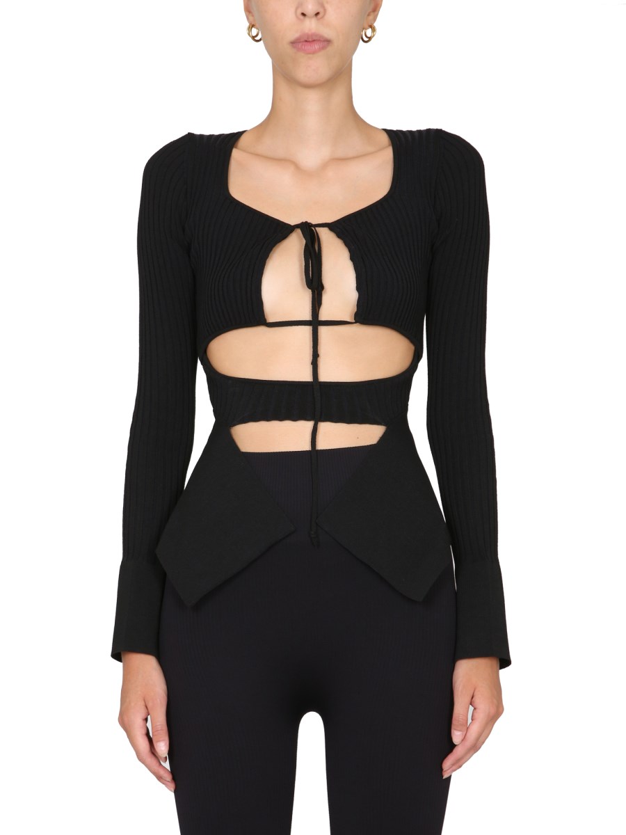 ANDREADAMO    RIBBED TOP WITH CUT-OUT DETAILS