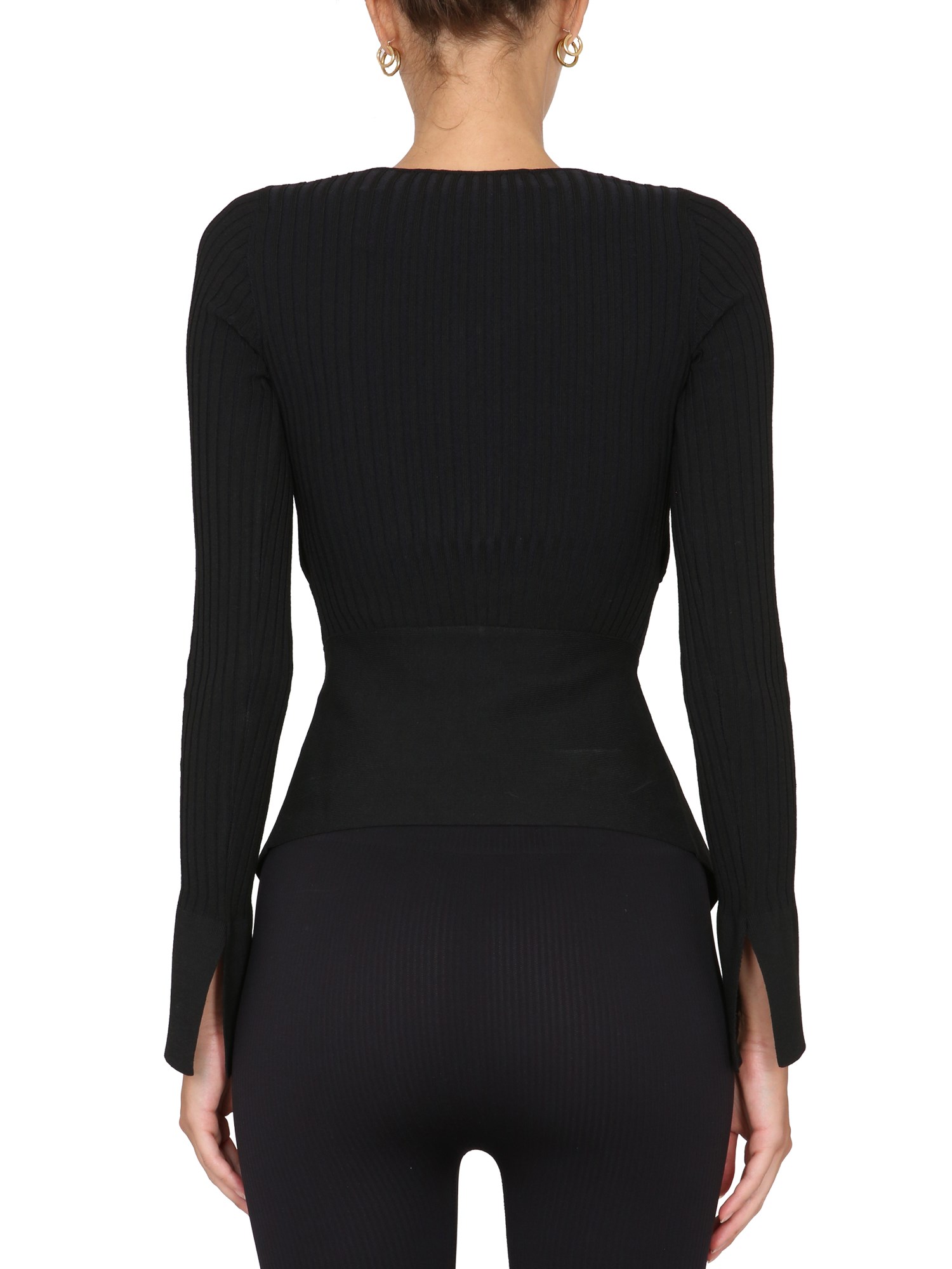 ANDREADAMO    RIBBED TOP WITH CUT-OUT DETAILS