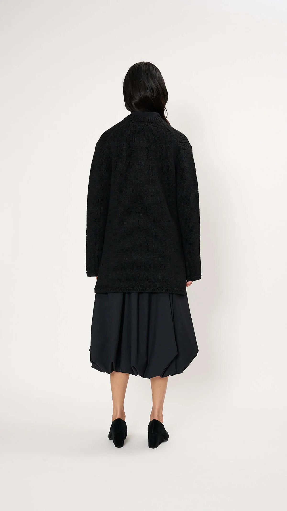 Asymmetric Wool Sweater - Black