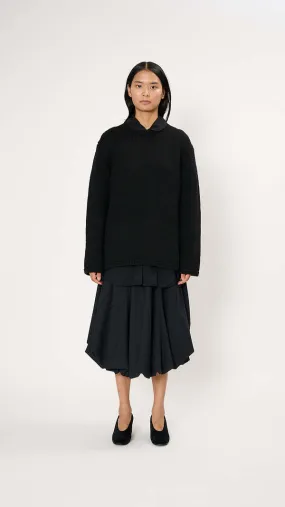 Asymmetric Wool Sweater - Black