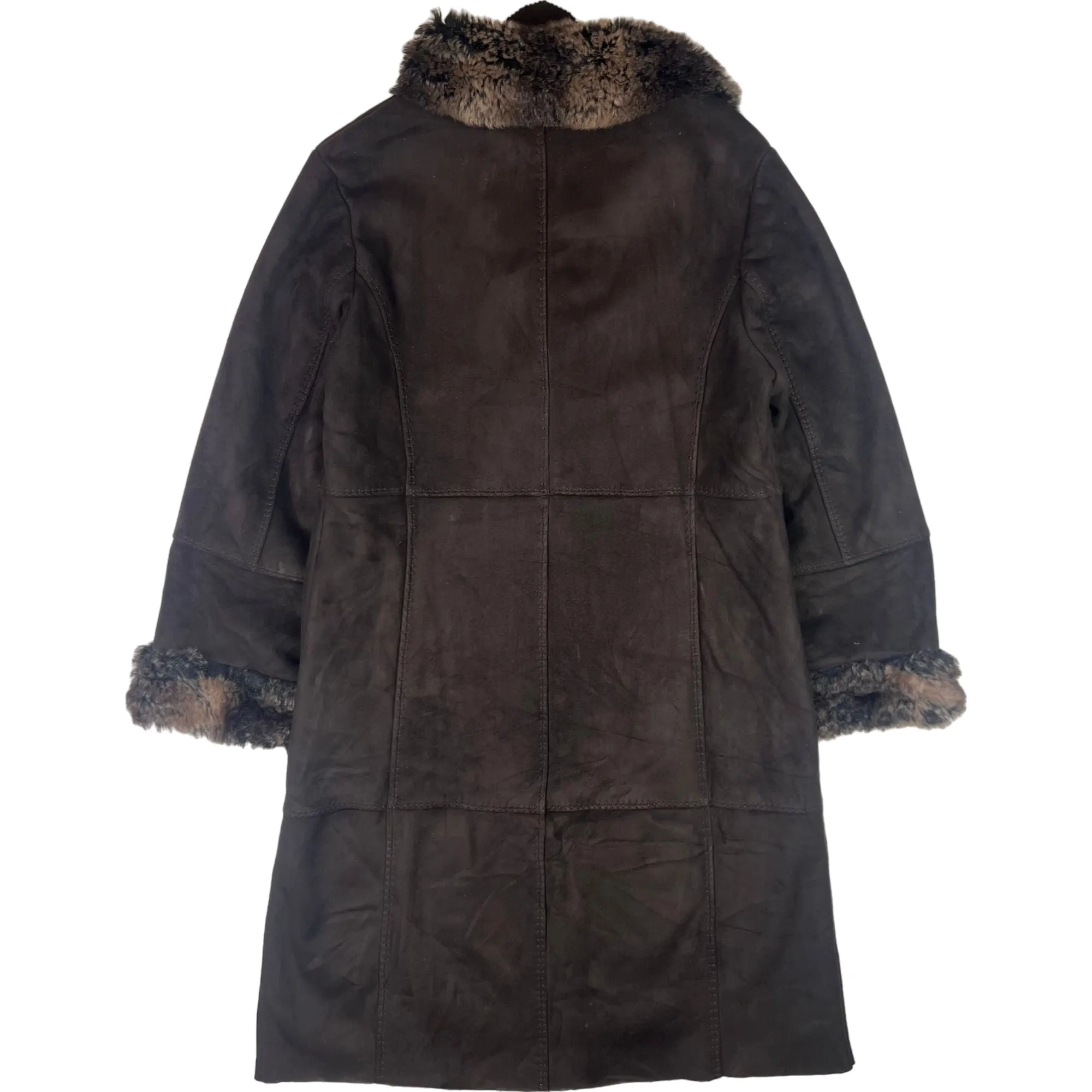 Balmain Faux Fur Long Coat Brown