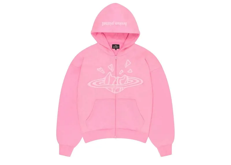 Broken Planet Zip Up Hoodie Candy Pink