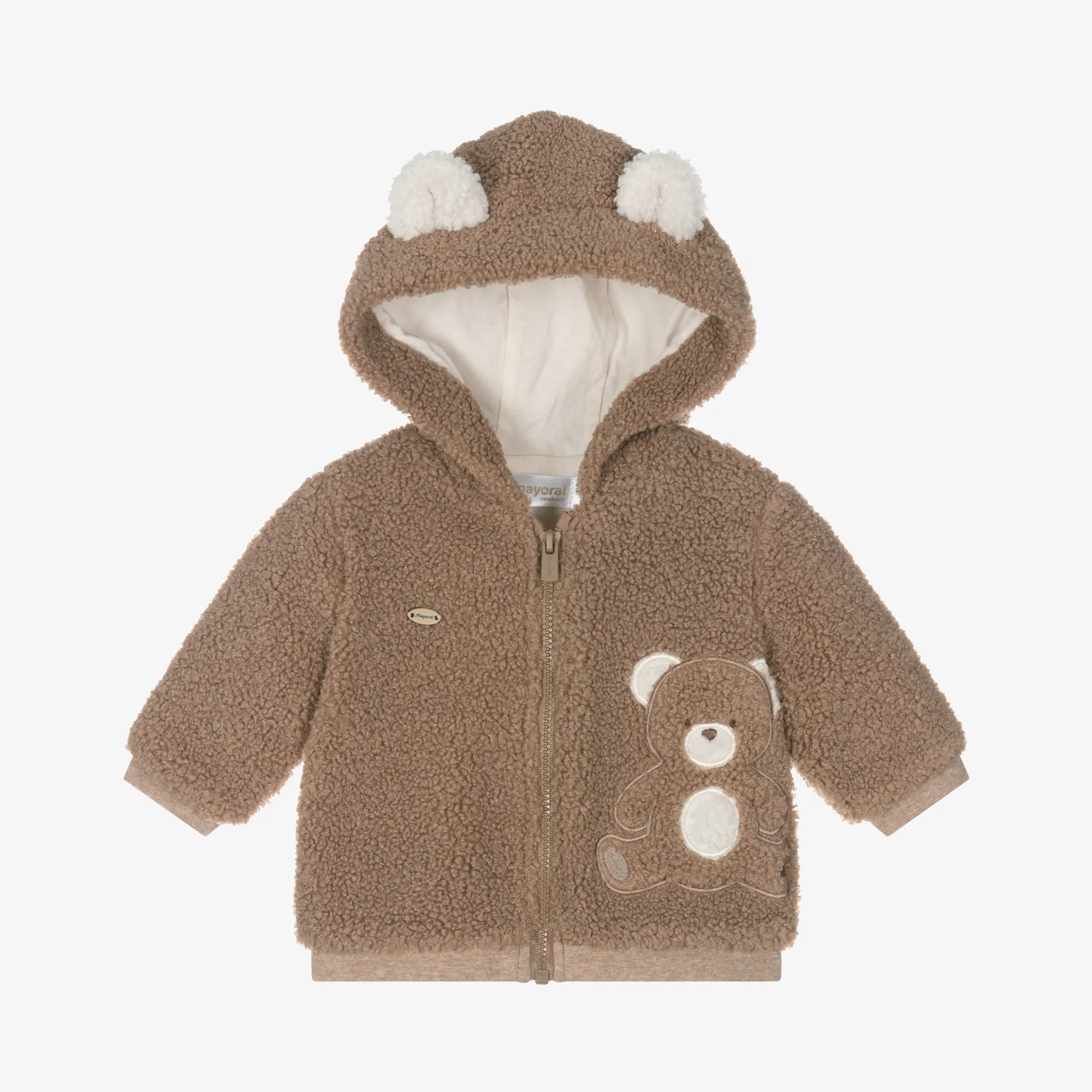 Brown Teddy Fleece Zip-Up Baby Top