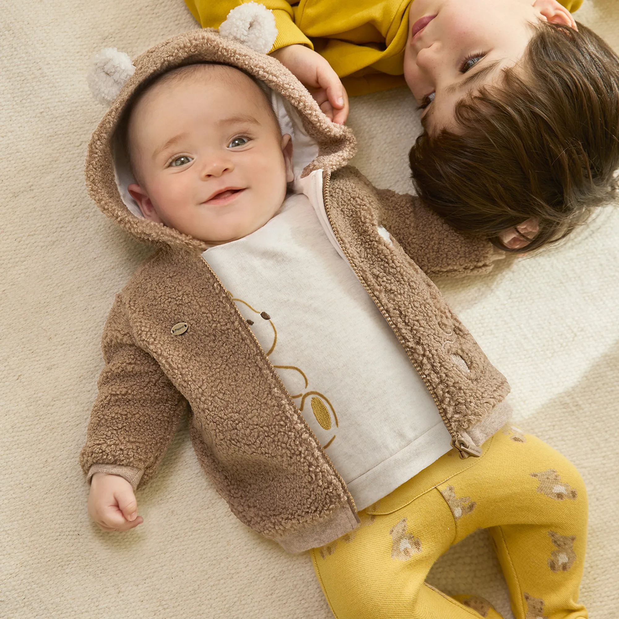 Brown Teddy Fleece Zip-Up Baby Top