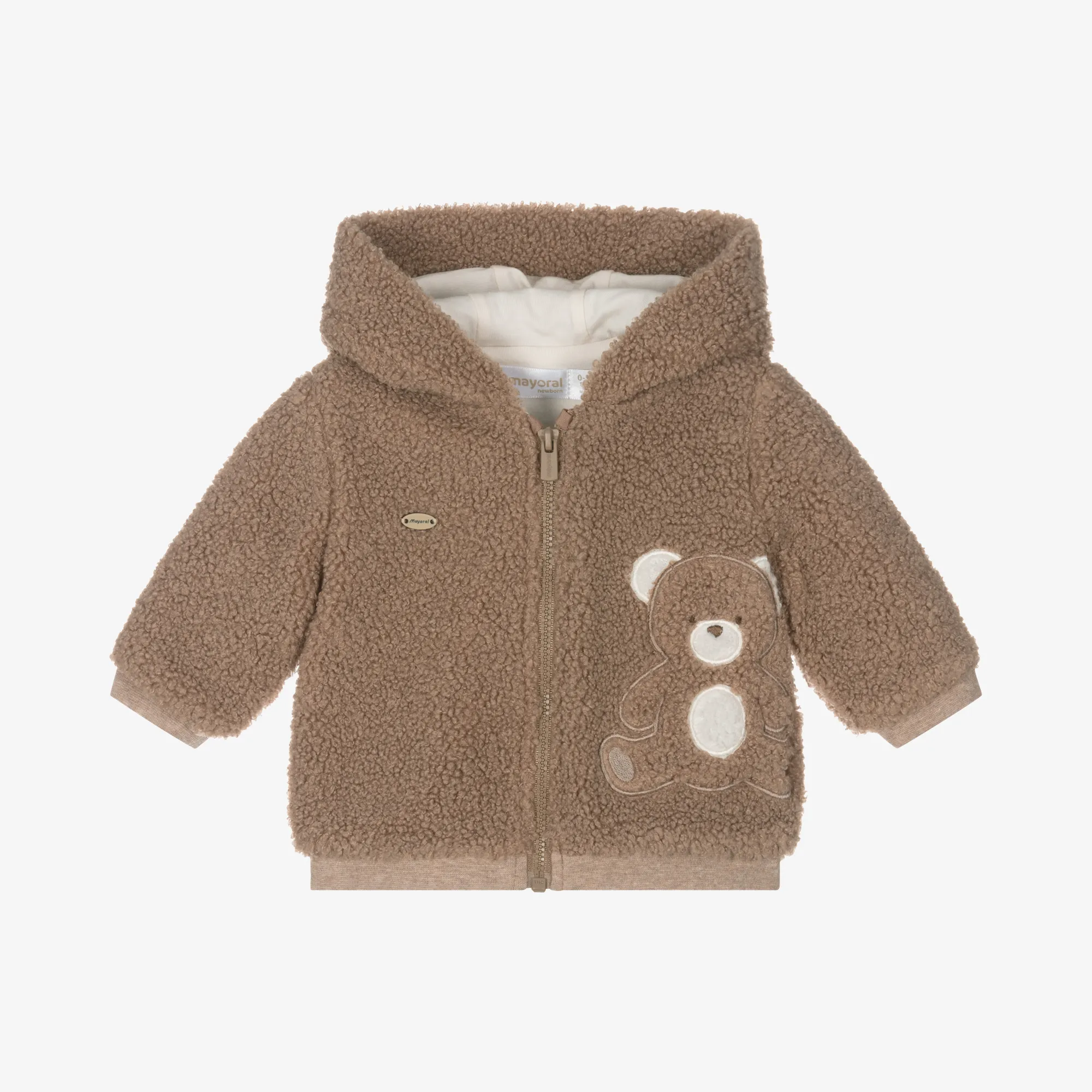 Brown Teddy Fleece Zip-Up Baby Top