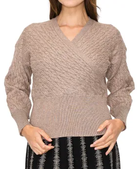 Cable Knit Surplice Sweater