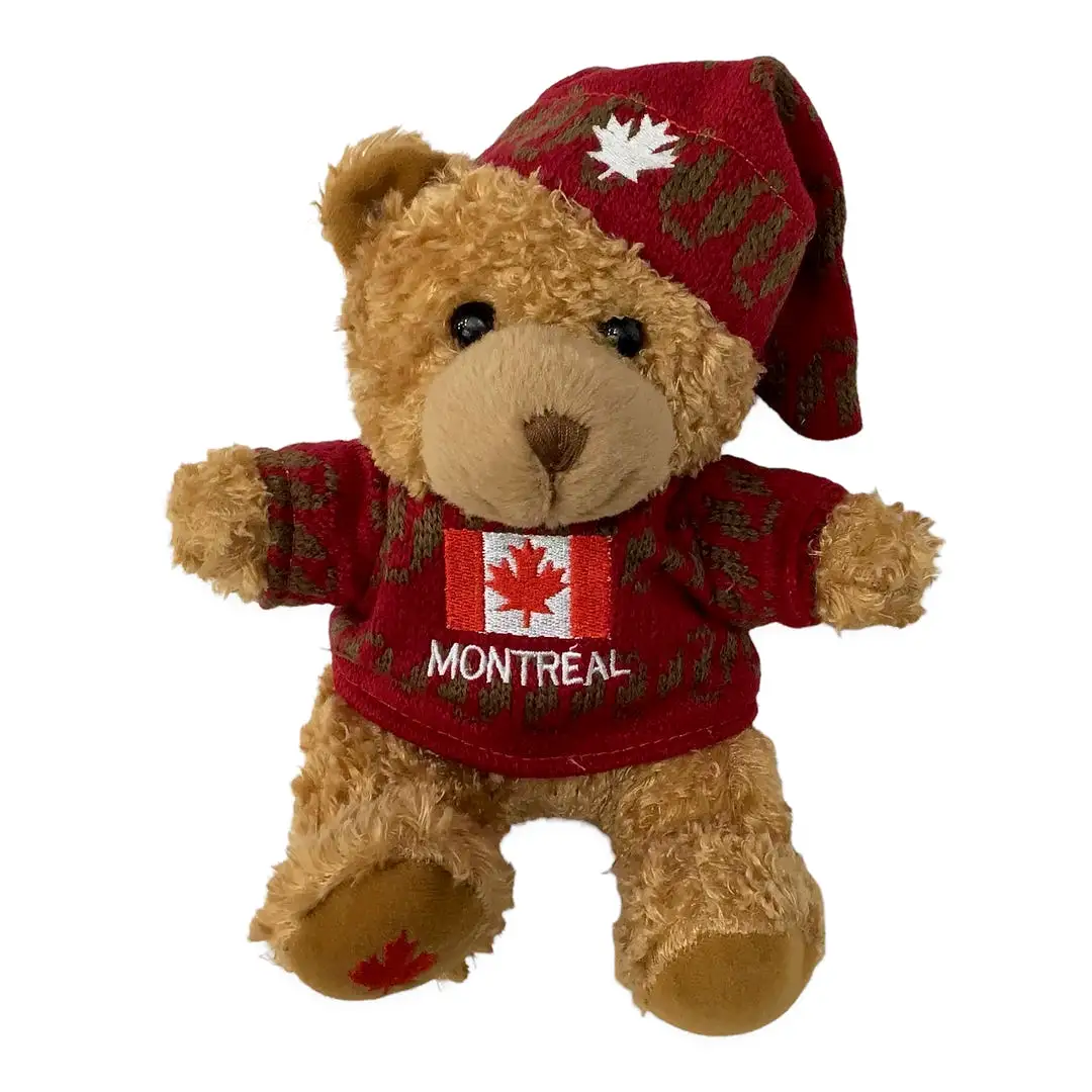 Canadian plush Bear With Canada Flag Sweater.