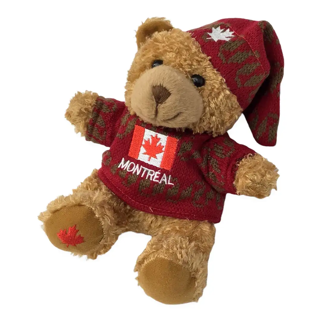 Canadian plush Bear With Canada Flag Sweater.