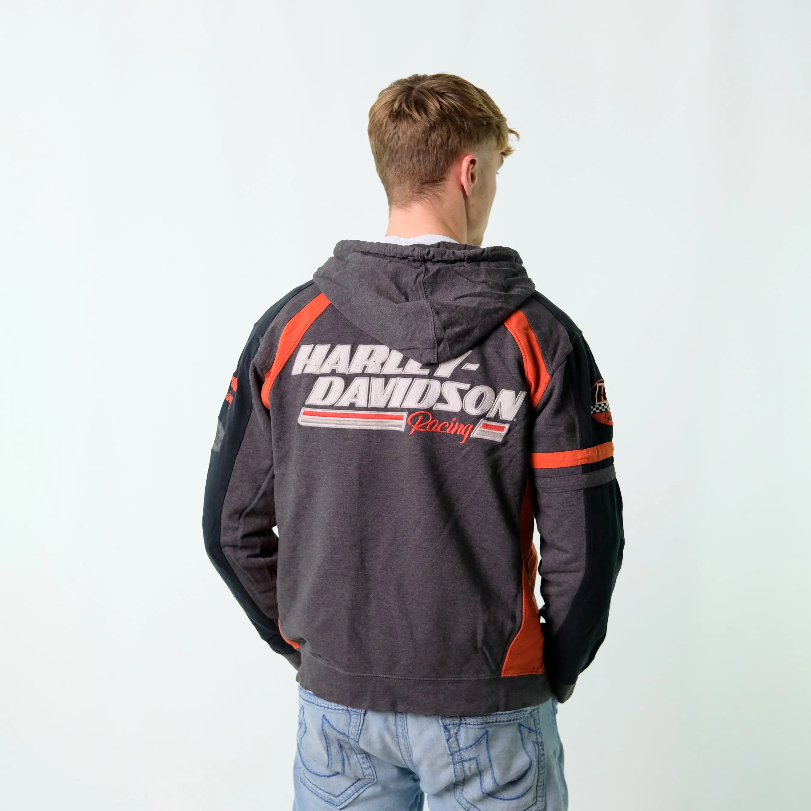 Charcoal Grey y2ks Harley Davidison Hoodie (L)