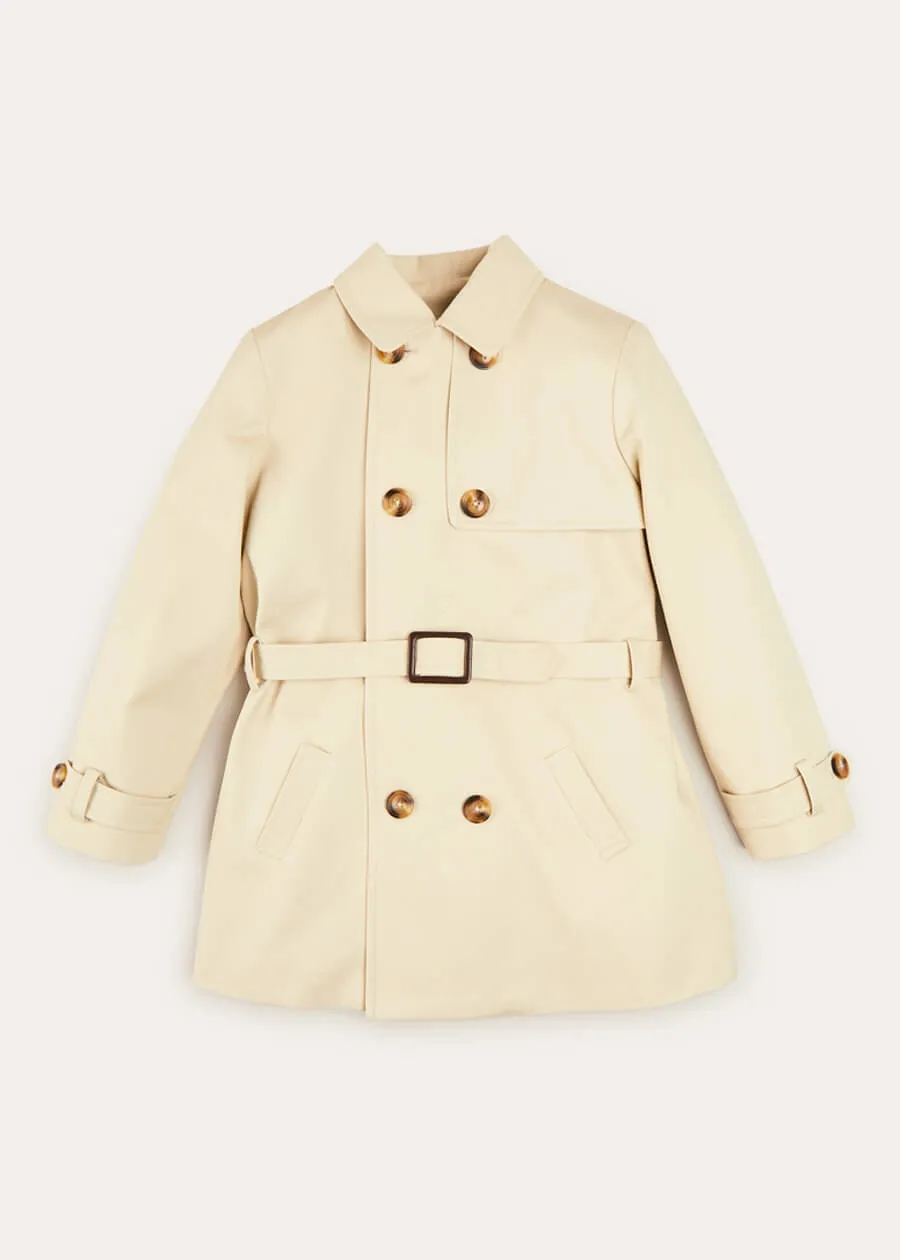 Check Lined Trench Coat In Beige (4-10yrs)