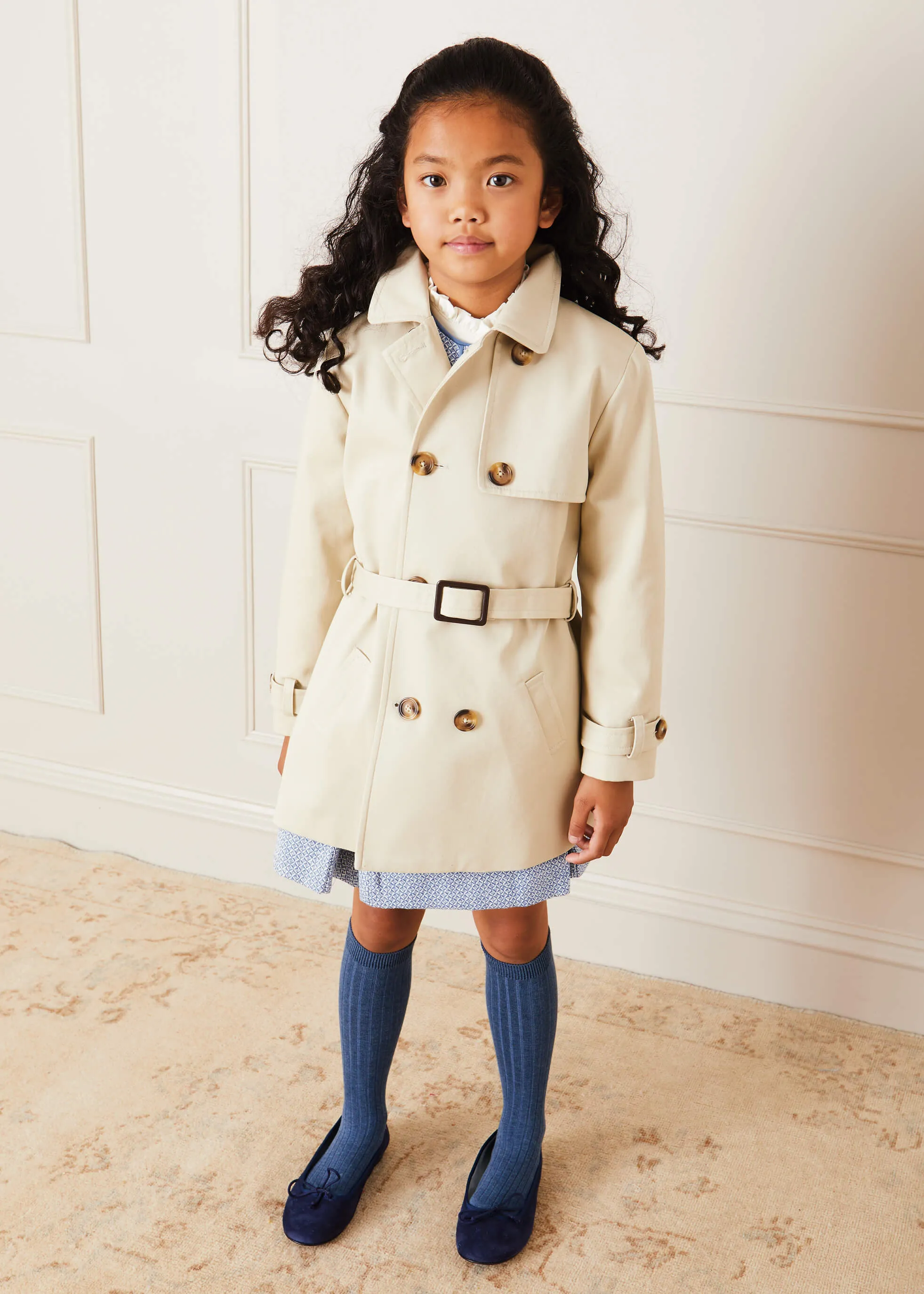 Check Lined Trench Coat In Beige (4-10yrs)