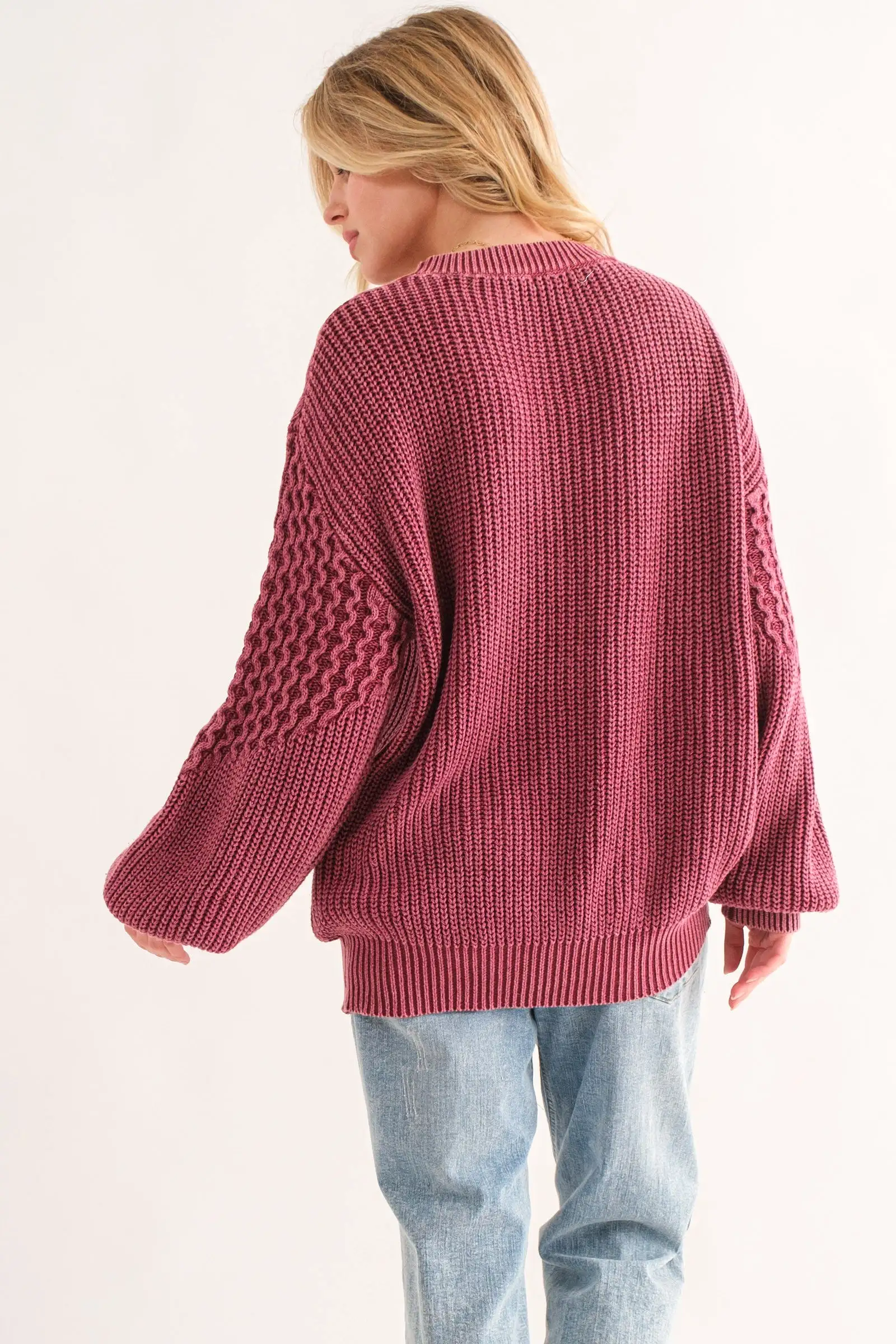 Classic Feelings Textured Sweater - Wine