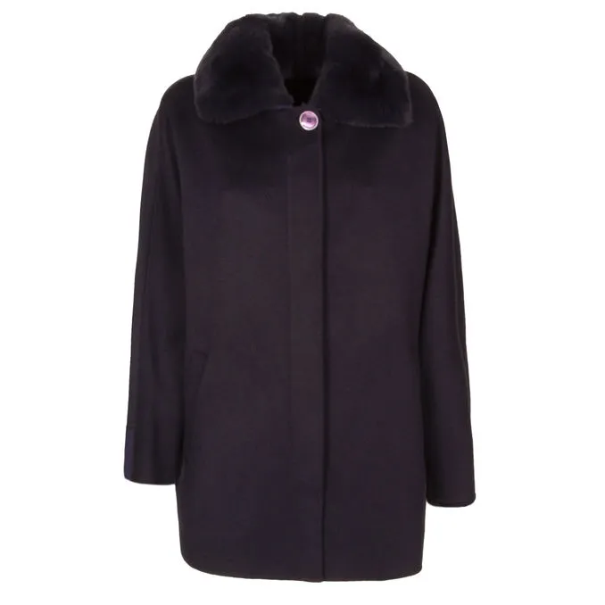 COAT IN CASHMERE AND MERINO WOOL Woman Night Blue 