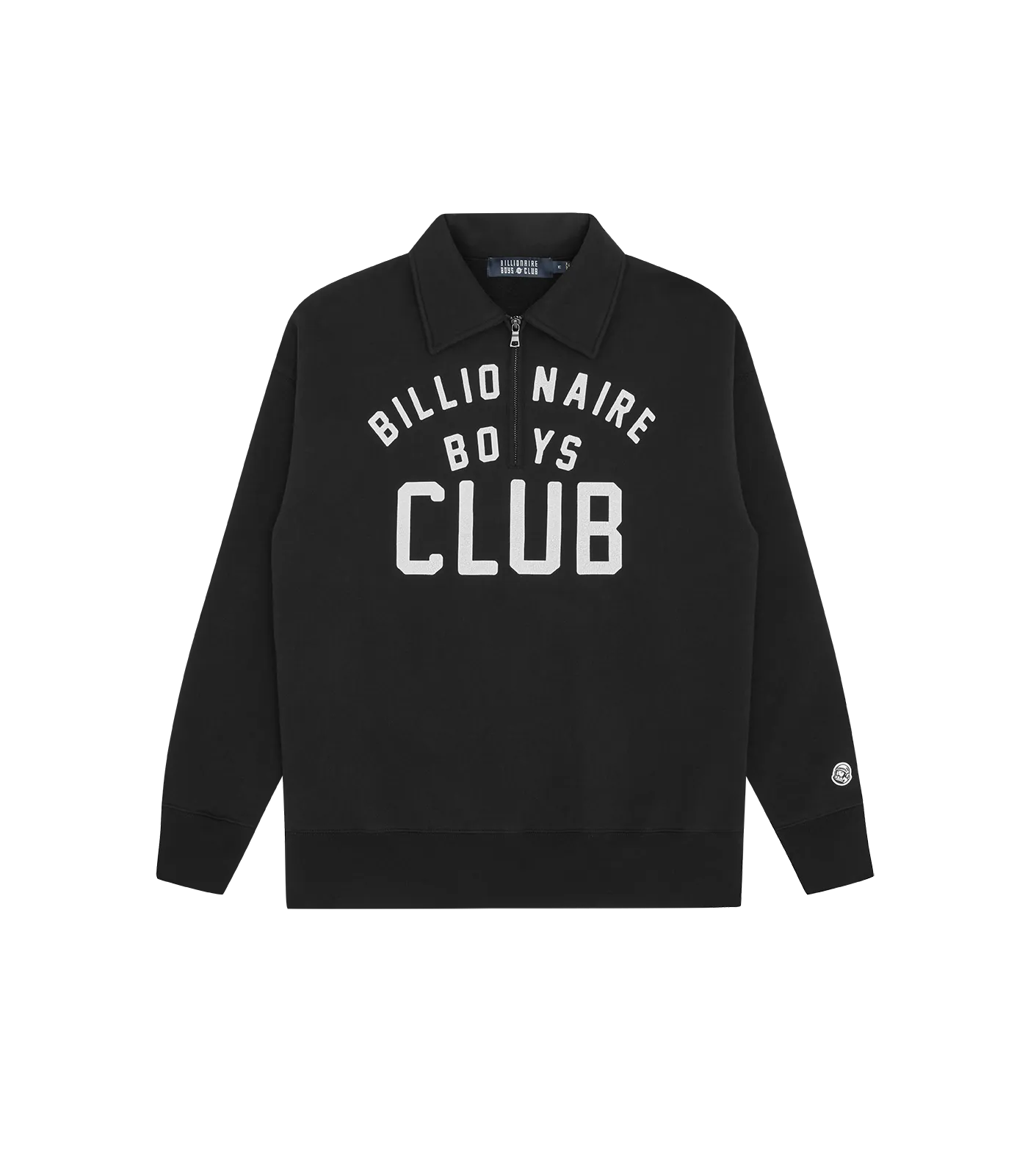 COLLARED HALF ZIP SWEATER - BLACK