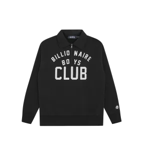 COLLARED HALF ZIP SWEATER - BLACK