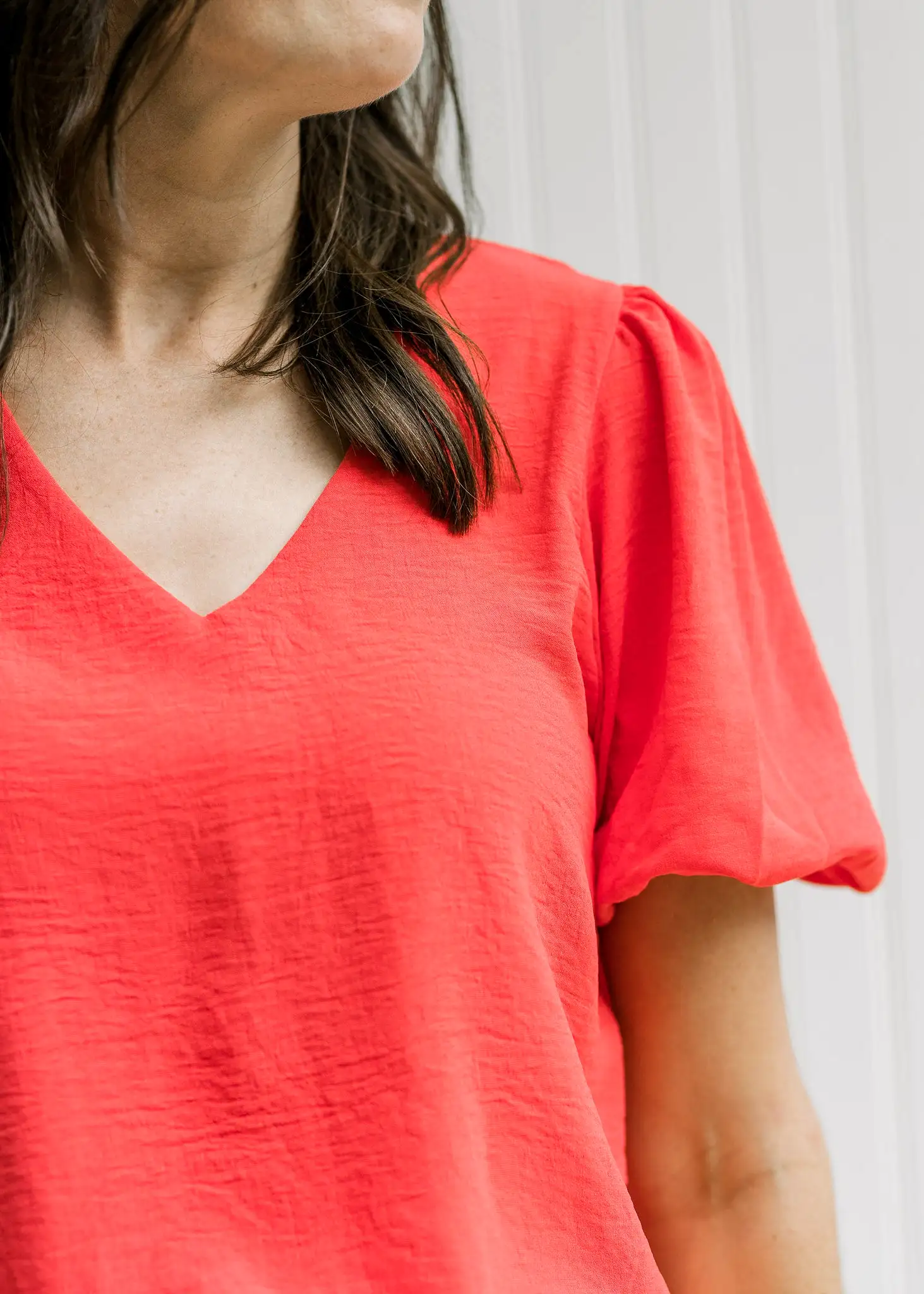 Coral Bubble Sleeve Top