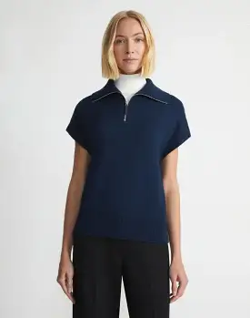 COTTON-SILK TAPE HALF ZIP SWEATER