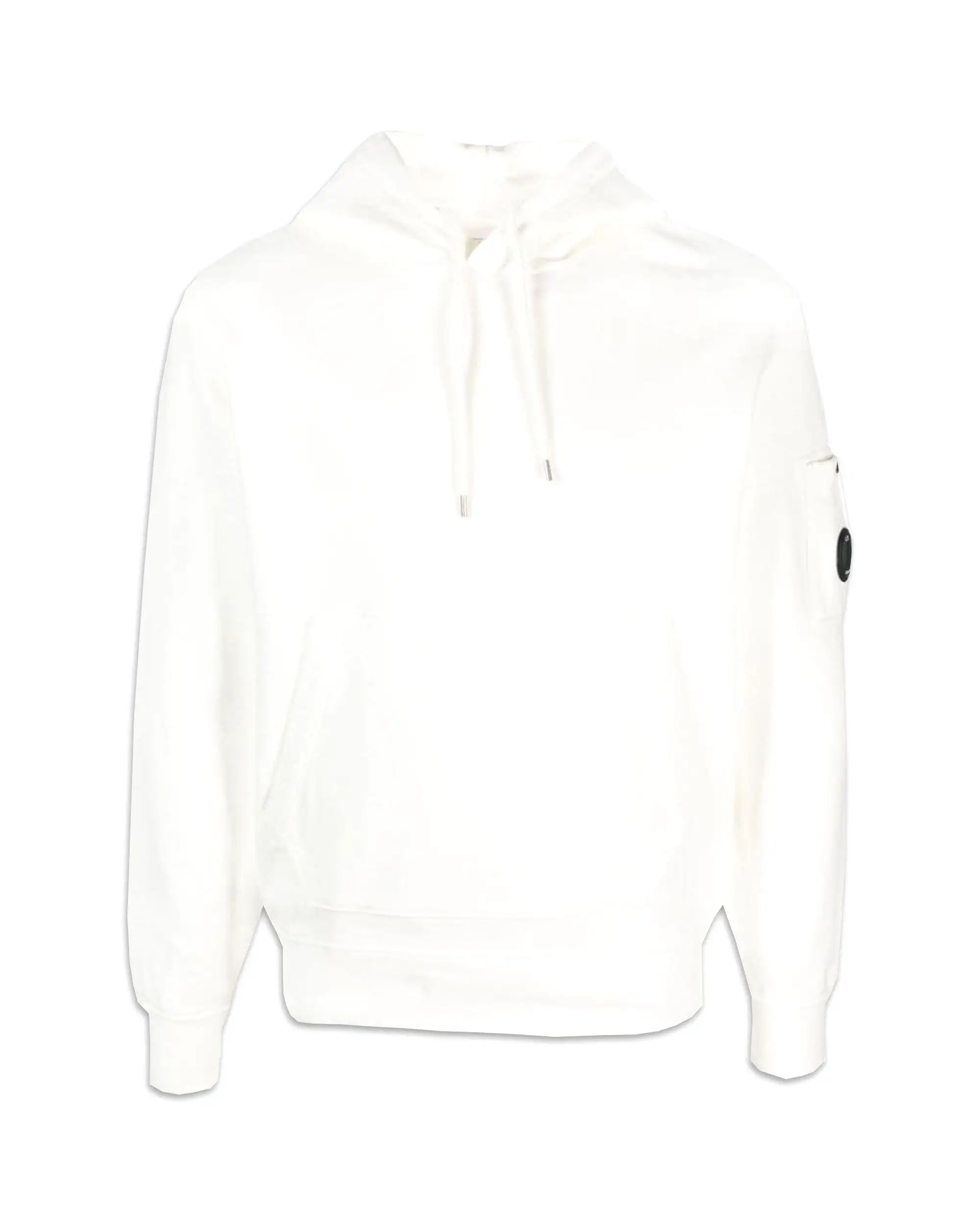 CP Company Brushed & Emerized Diagonal Fleece Lens Hoodie Gauze White