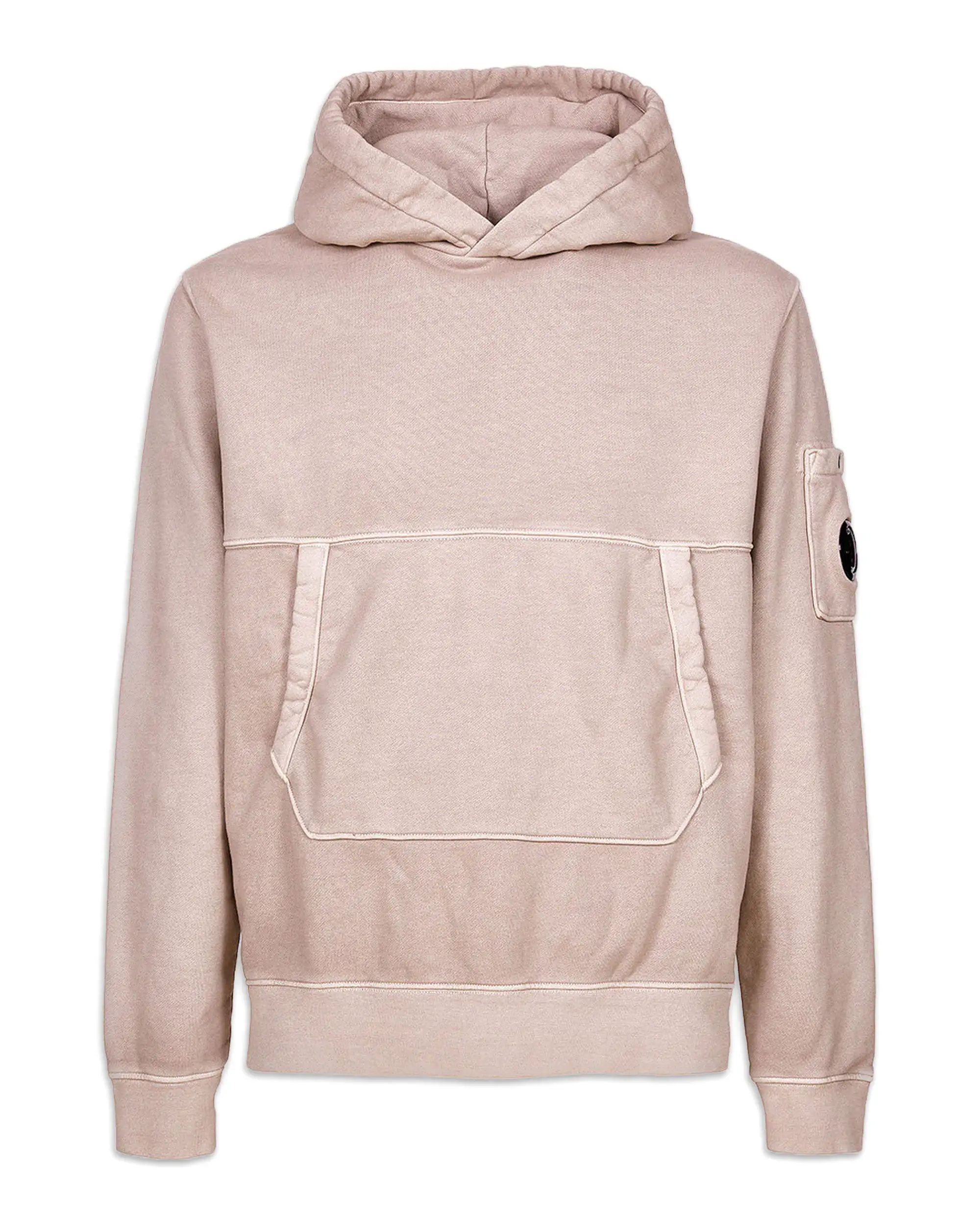 CP Company Brushed and Emerized Diagonal Fleece hoodie Bark