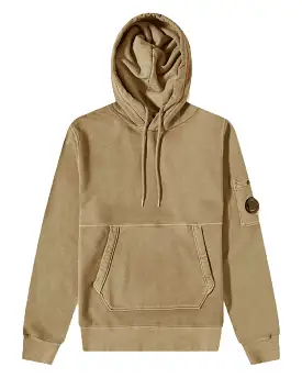 CP Company Brushed and Emerized Diagonal Fleece hoodie Cumin