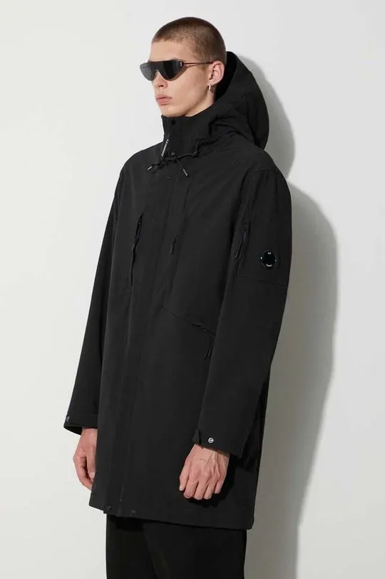 C.P. Company parka C.P. SHELL-R HOODED PARKA men's black color 15CMOW012A006097A