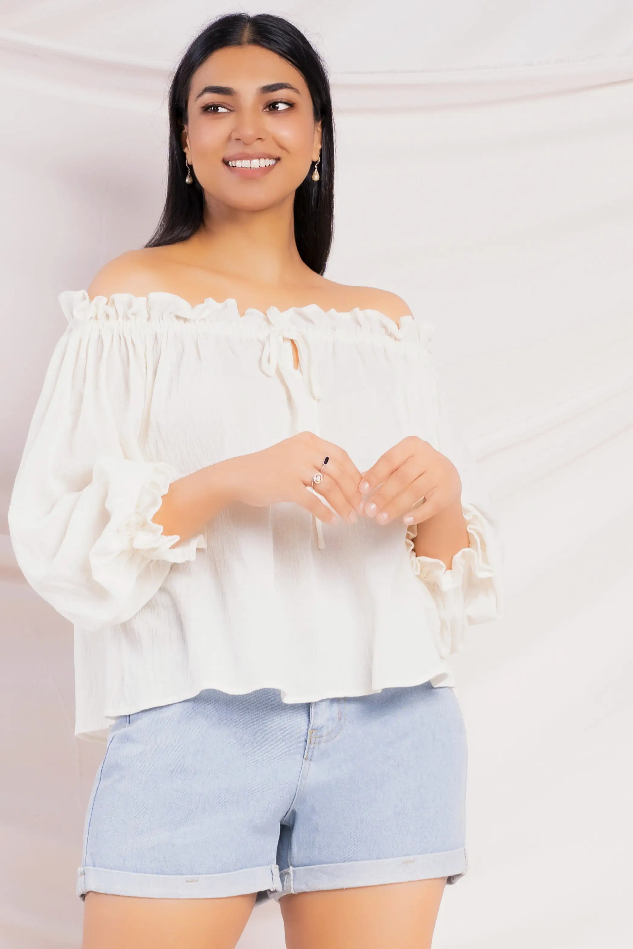 Cream Off Shoulder Top