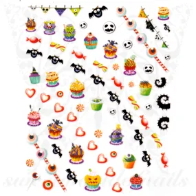 Cute Halloween Nails Candy Cupcake Nail Stickers