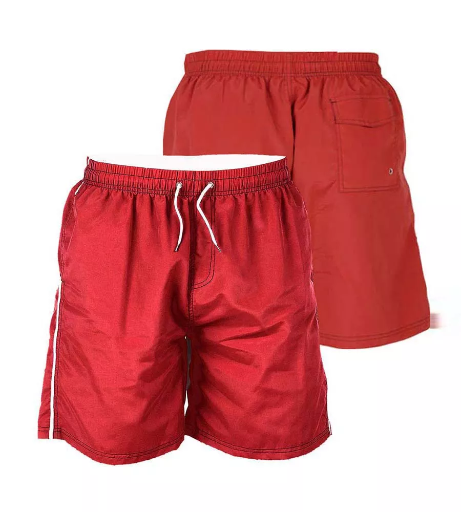 D555 Big Mens Red Full Length Swim Short (YARROW RED)