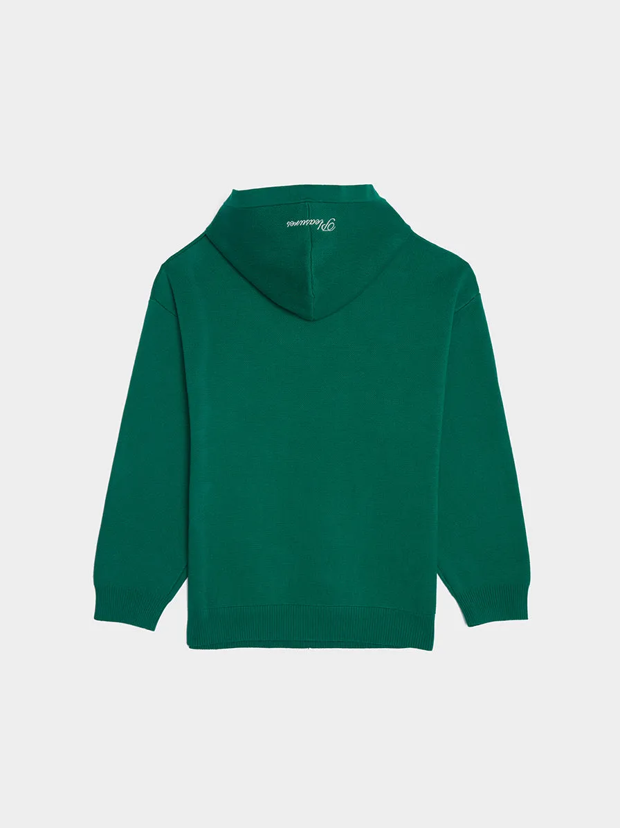 Delivered Jacquard Knit Hoodie, Emerald