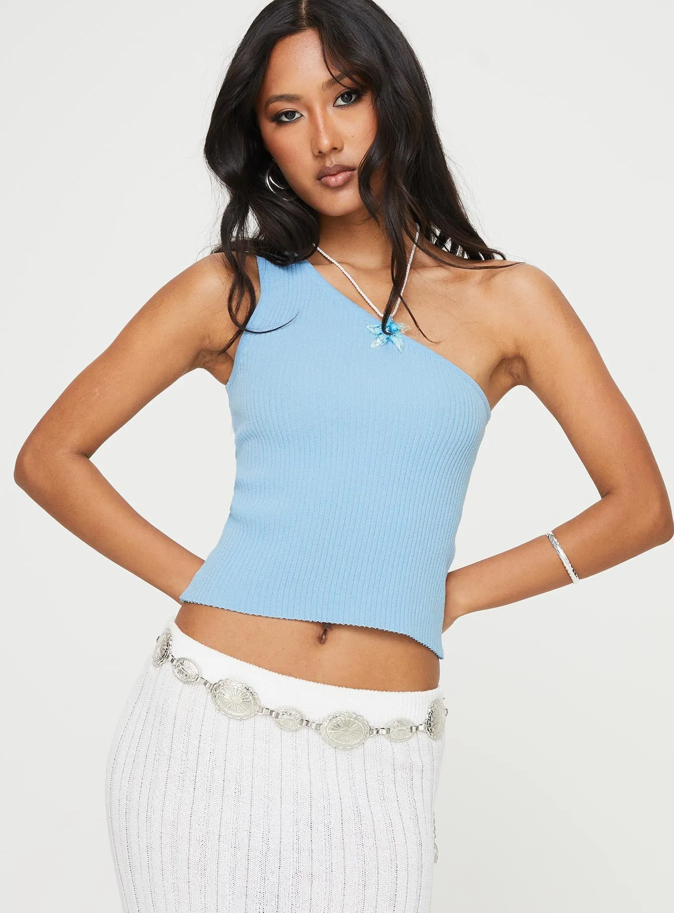 Denham One Shoulder Top Blue