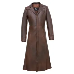 Detective Brown Gothic Long Leather Trench Coat