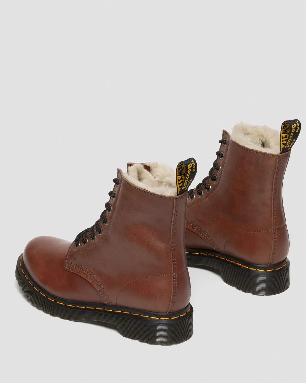 Dr Martens - 1460 Serena Saddle Tan Farrier Women's Faux Fur Boots 27782225