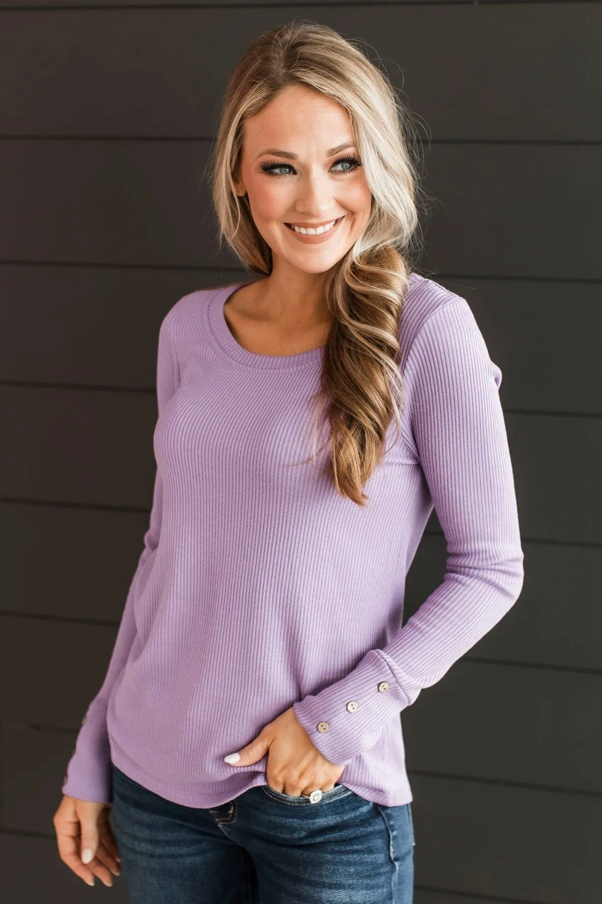 Dreams Of Forever Ribbed Top- Lavender