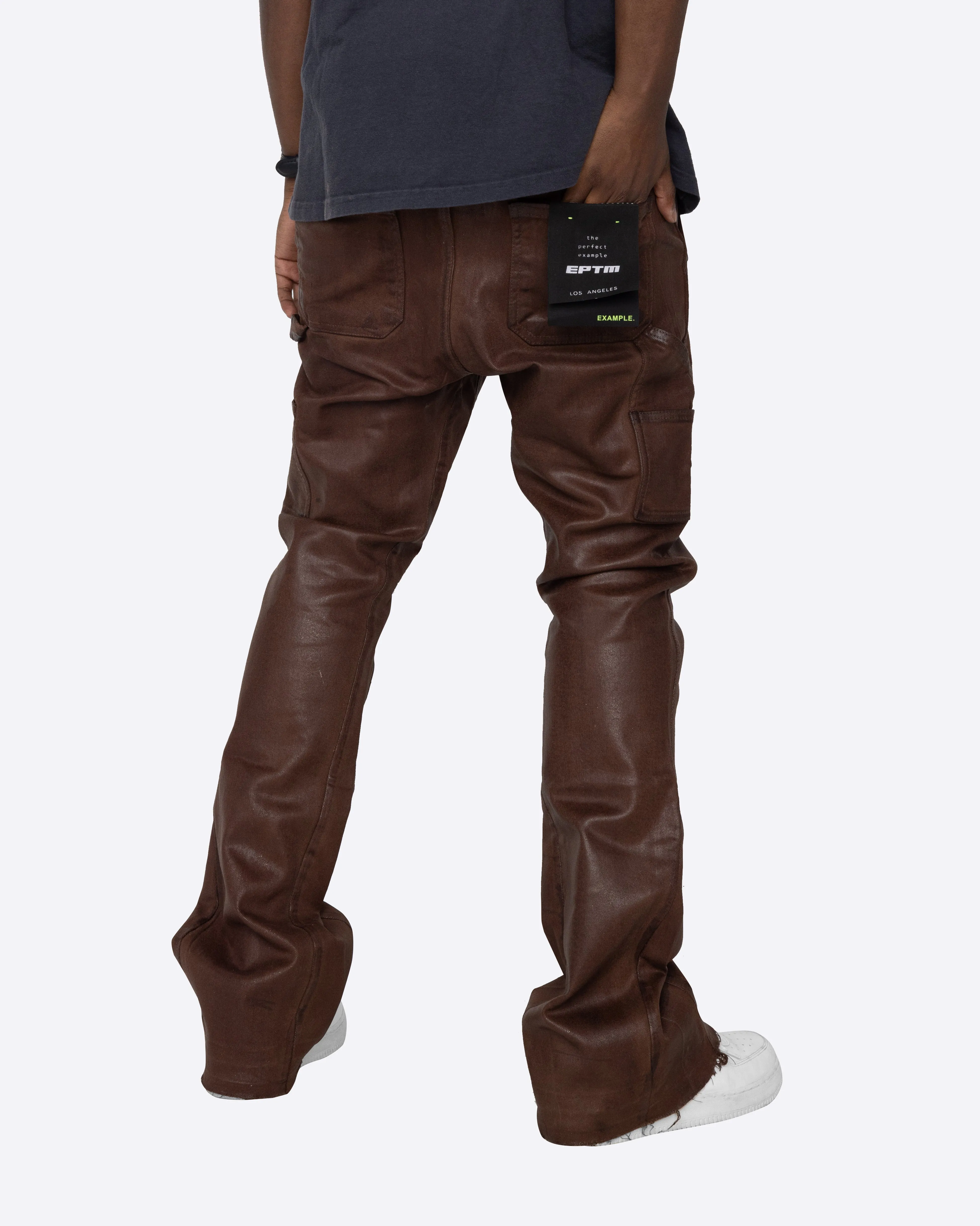 EPTM MACKY FLARE WAX PANTS-BROWN