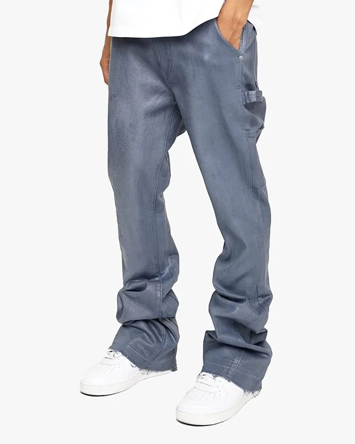 EPTM MACKY FLARE WAX PANTS-DENIM BLUE