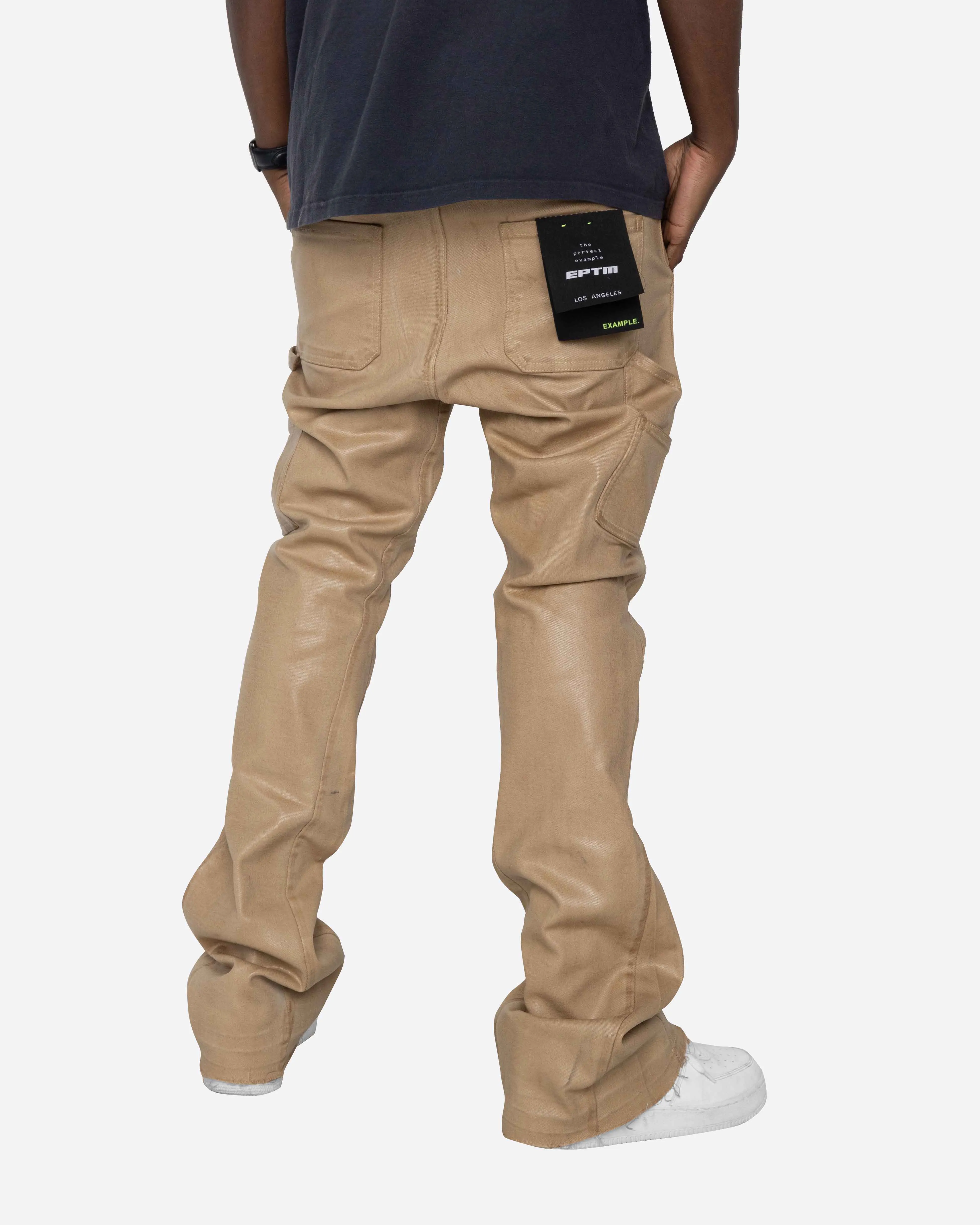 EPTM MACKY FLARE WAX PANTS-KHAKI