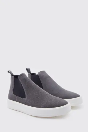 Faux Suede Chunky Chelsea Boot