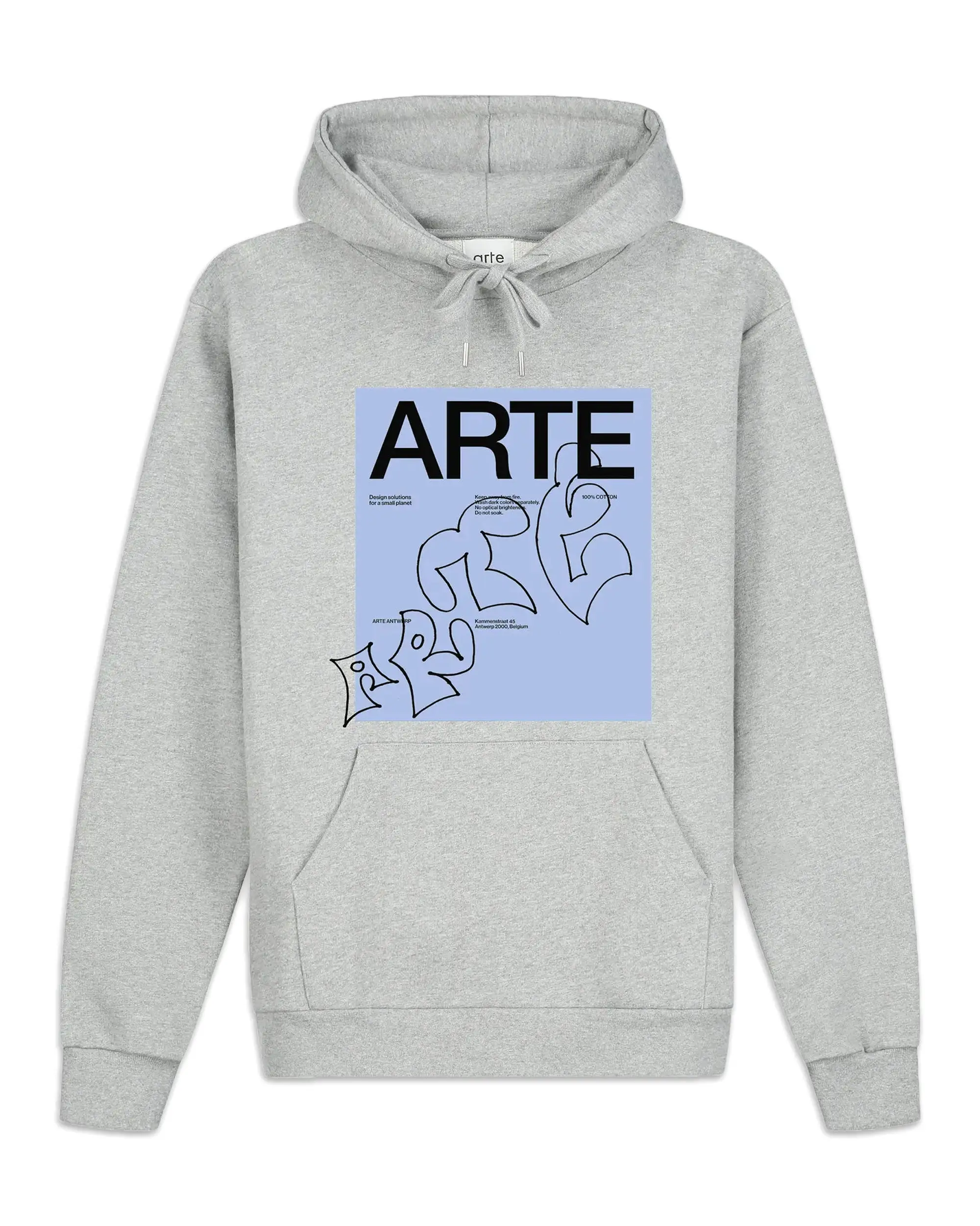 Felpa Arte Harris Blue Front Hoodie Grey