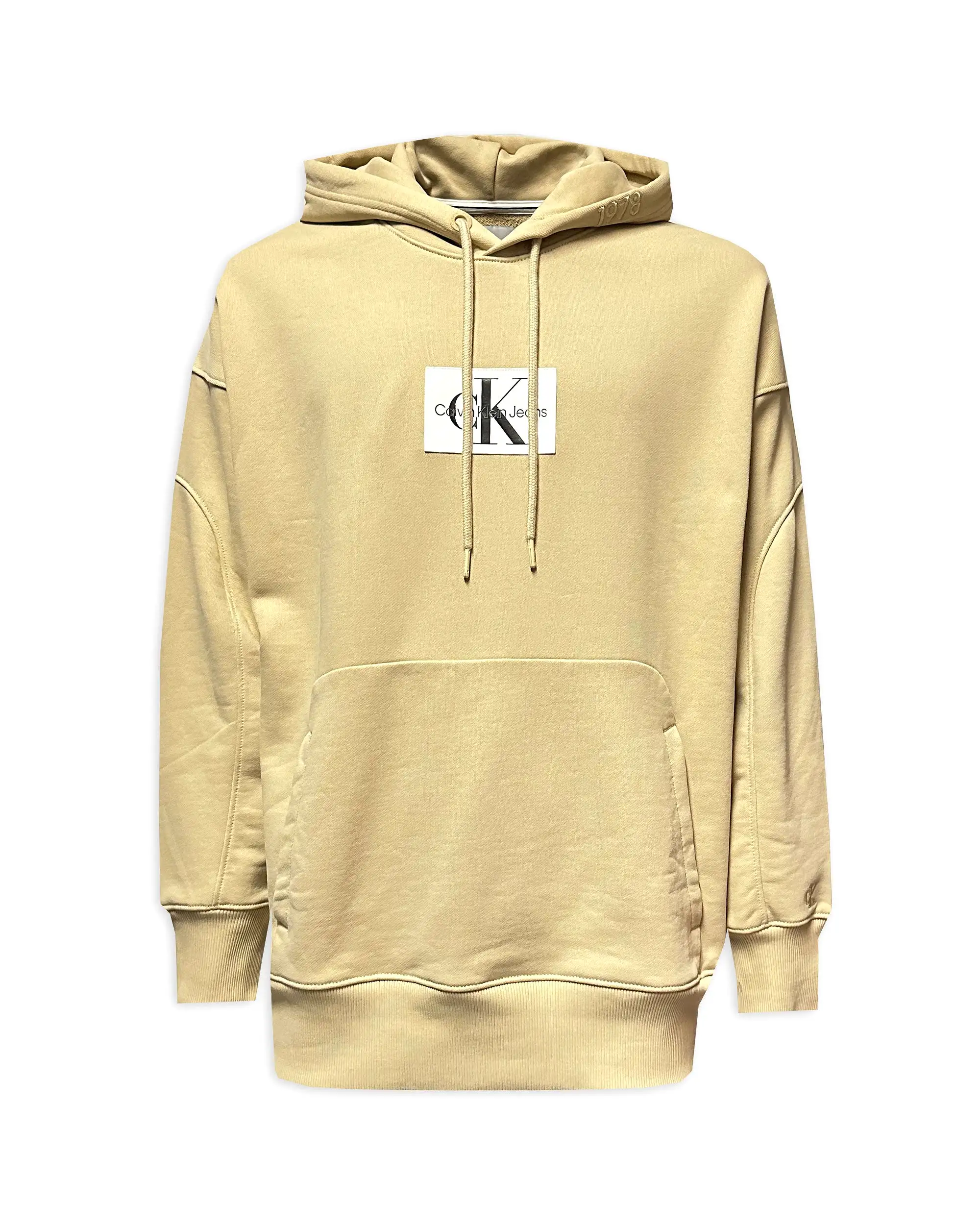 Felpa Uomo Calvin Klein Oversized Patched Hoodie Warm Sand