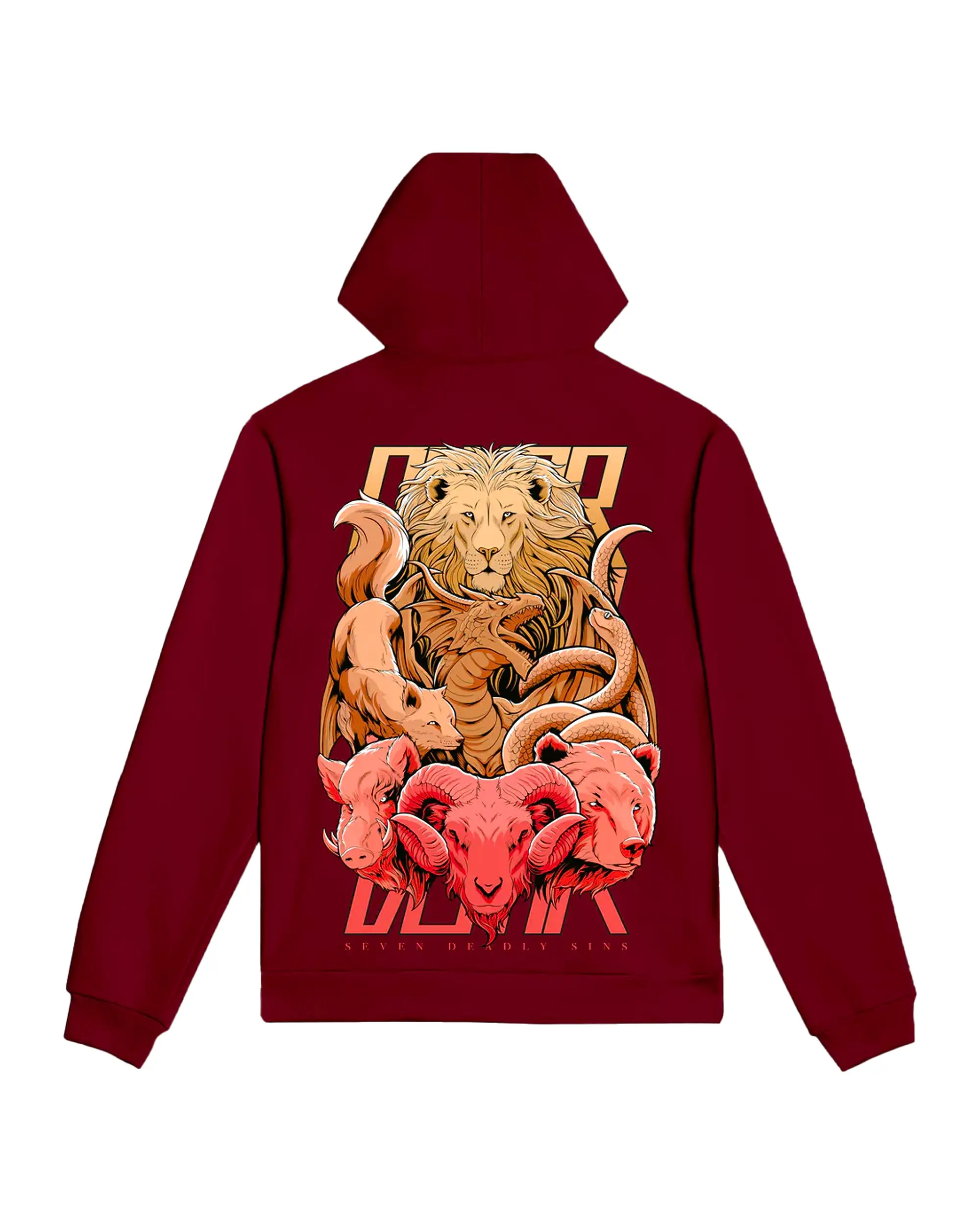 Felpa Uomo Dolly Noire 7 Deadly Sins Hoodie Bordeaux