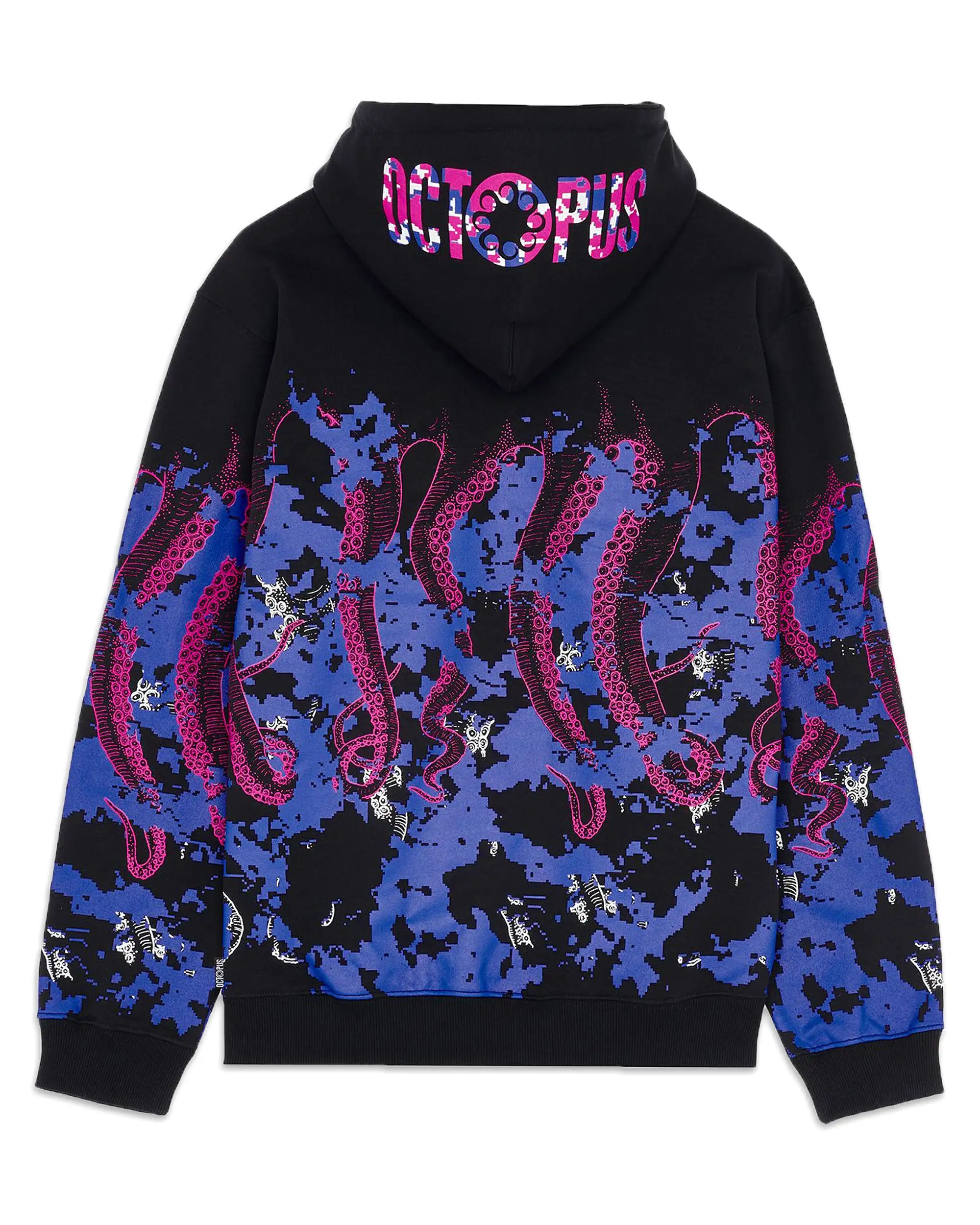 Felpa Uomo Octopus Glitch Hoodie Nero