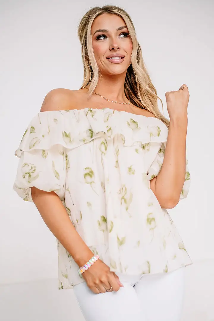 Feminine Feels Floral Off Shoulder Top