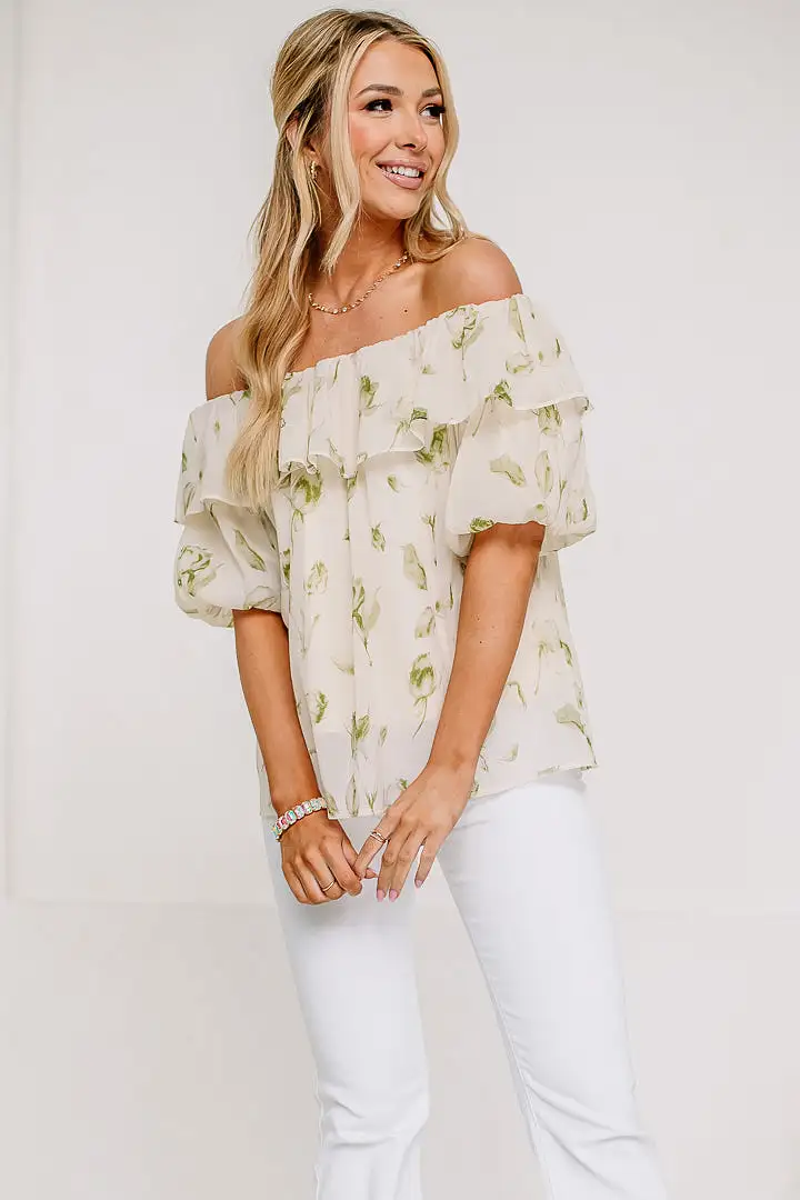 Feminine Feels Floral Off Shoulder Top