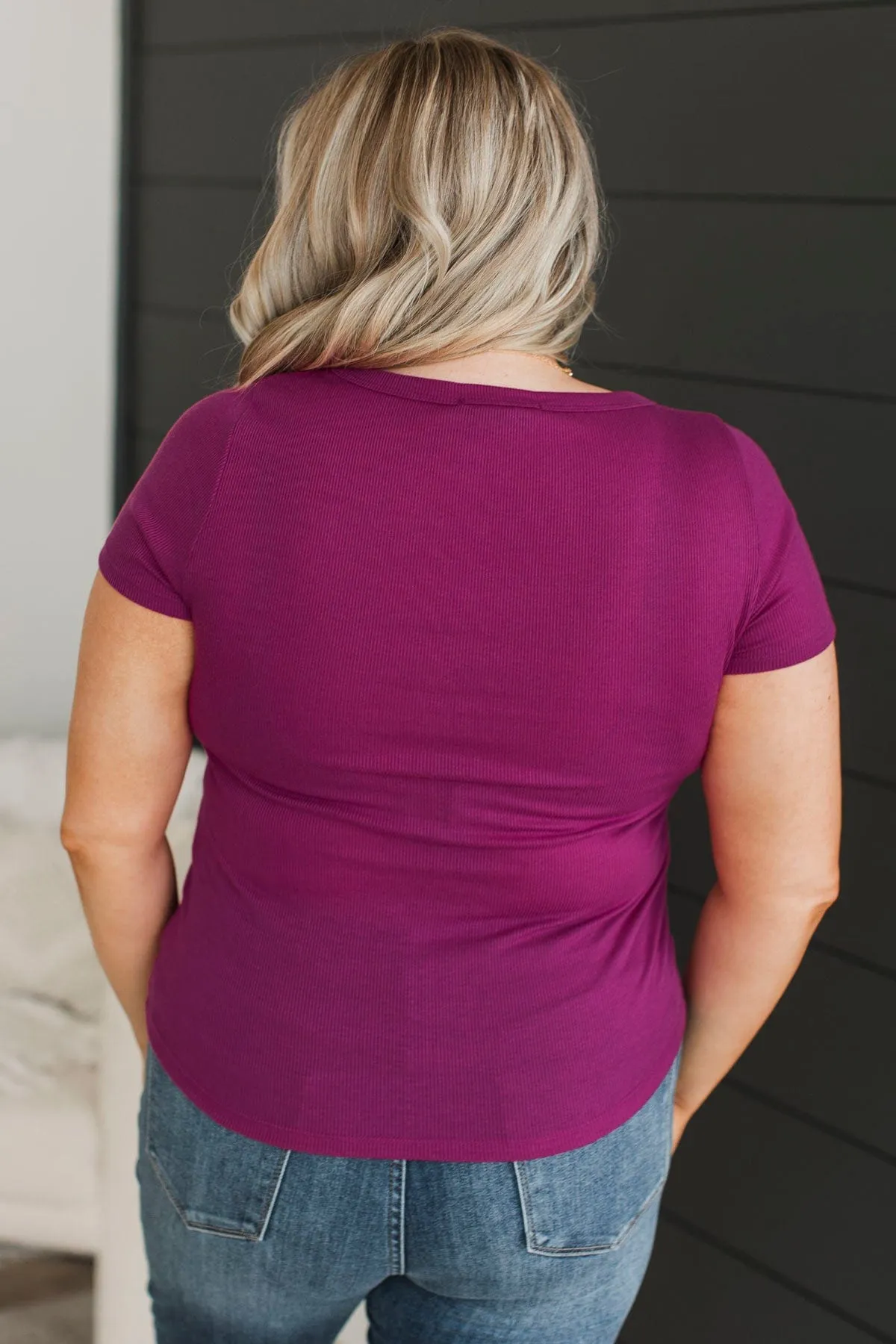 Find My Way Home Ribbed Top- Magenta