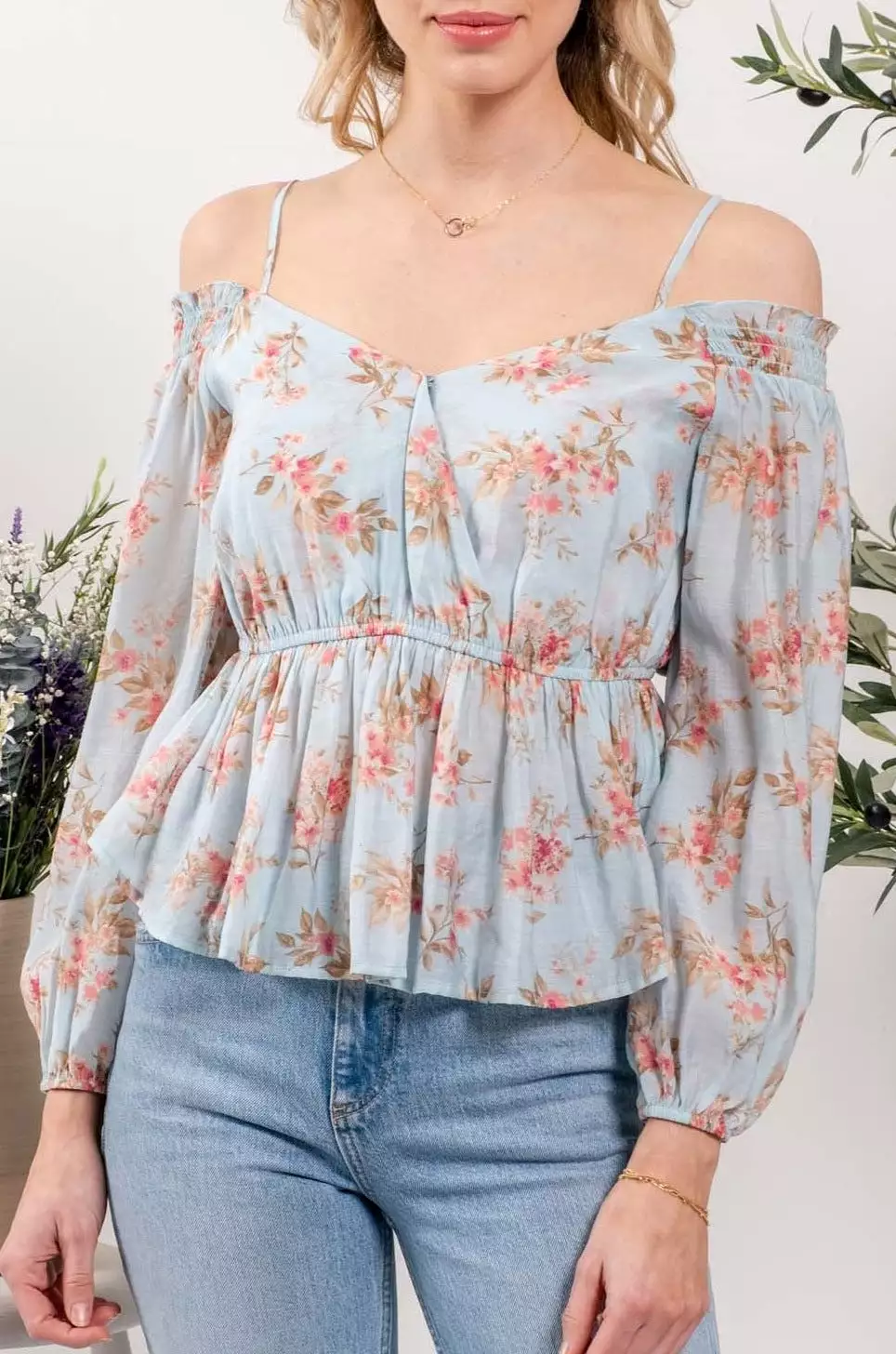 Floral Cold Shoulder Top