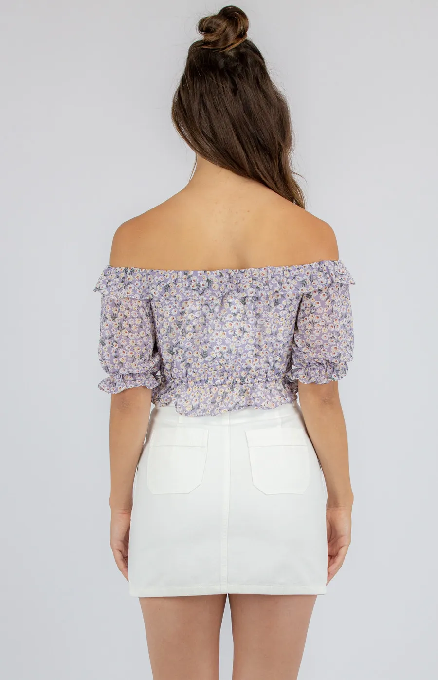 Floral Off the Shoulder Top with Drawstring Waist (STO497A)